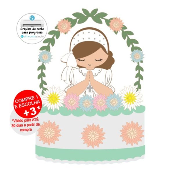 Arquivo de Corte Topo de Bolo Crisma Comunhão Menina