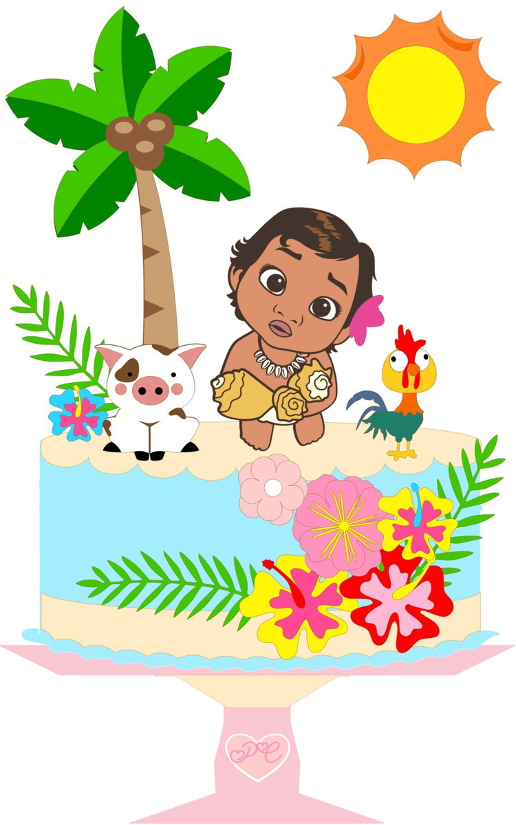 Arquivo de Corte Topo de Bolo em Camadas Moana Baby