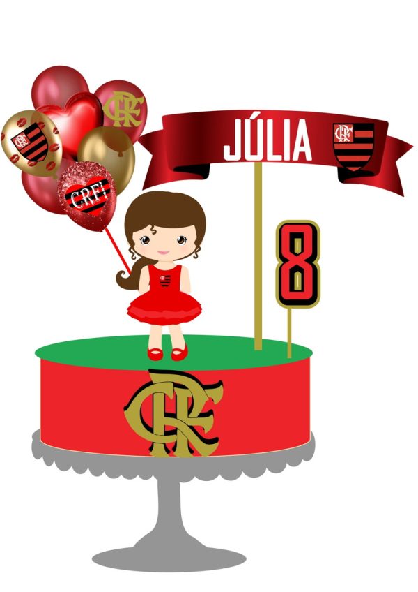 10 Arquivos Por R$ 10,00 Topo de Bolo Flamengo Menina