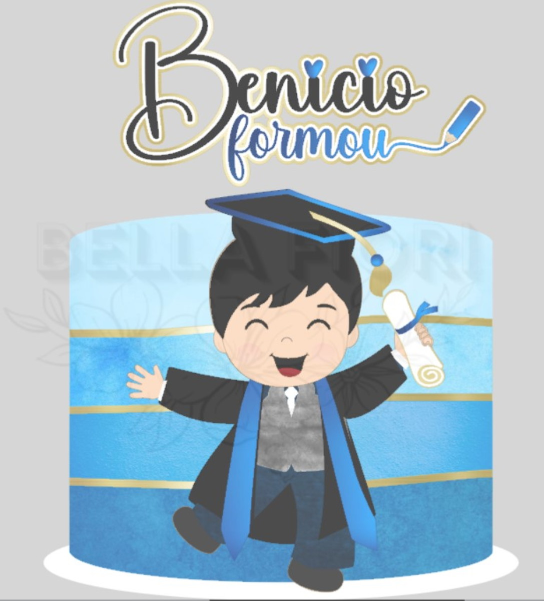 Arquivo de Corte Topo de Bolo Formatura Menino Cute - Bf