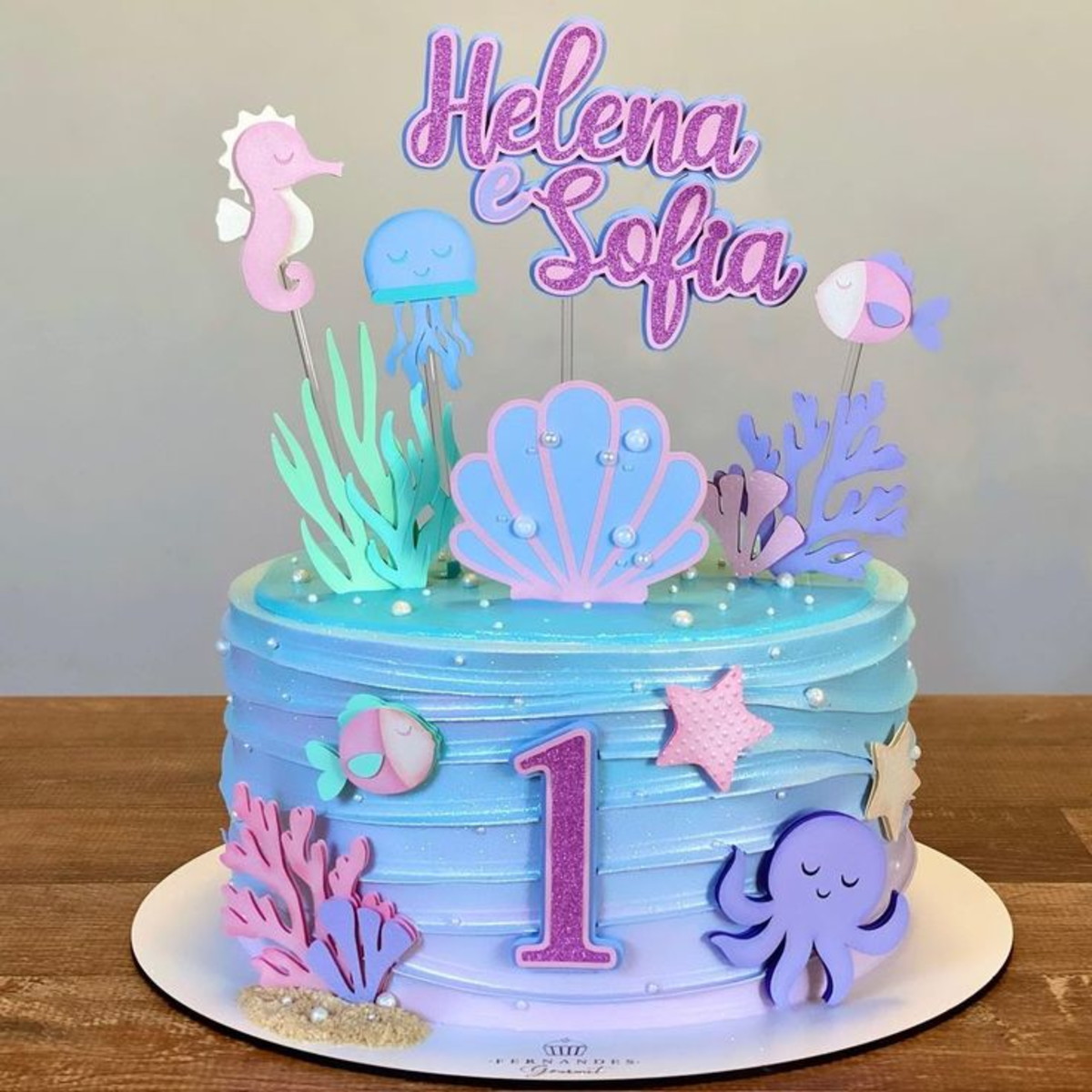 Arquivo de Corte: Topo de Bolo Fundo do Mar Menina 009