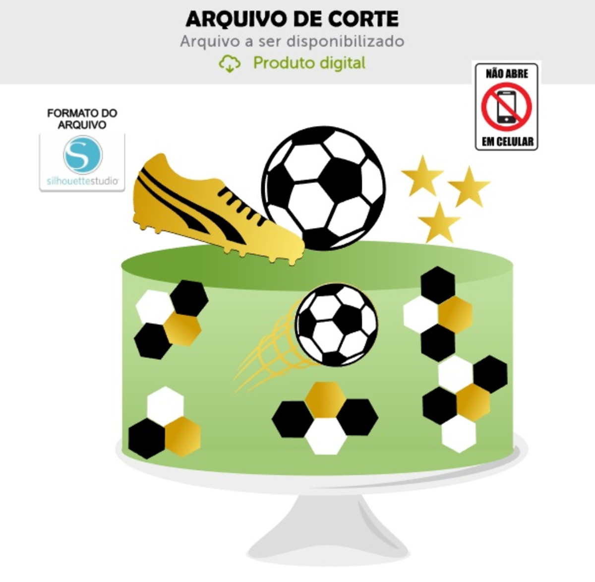 Arquivo de Corte Topo de Bolo Futebol Bola