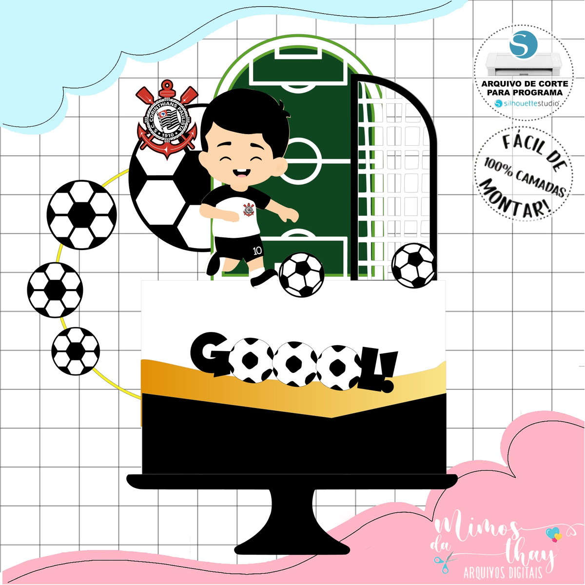 Arquivo de Corte Topo de Bolo Futebol Corínthíans Menino 006