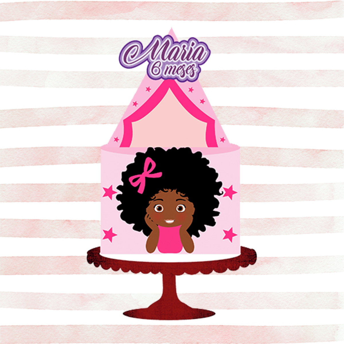 Arquivo de corte Topo de bolo Menina Afro 1 STUDIO - Imagem 2