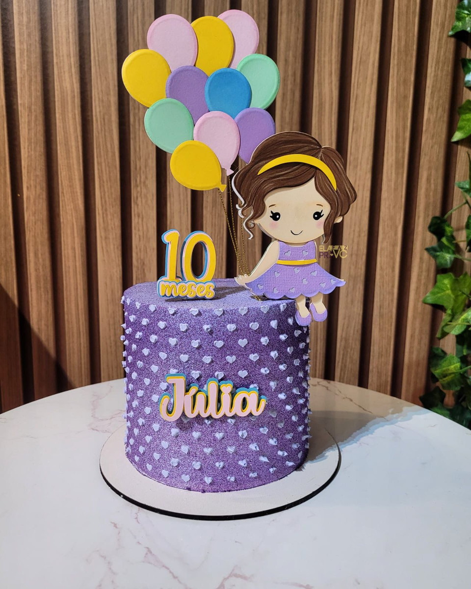 Arquivo de Corte Topo de Bolo Menina com Baloes