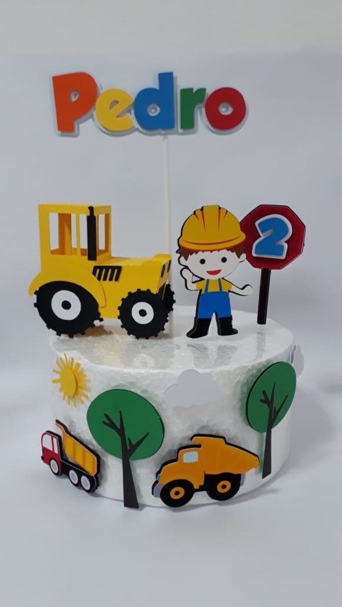 Arquivo de corte topo de bolo menino trator 3d