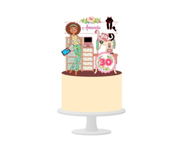 Arquivo de Corte Topo de Bolo Mulher Costureira