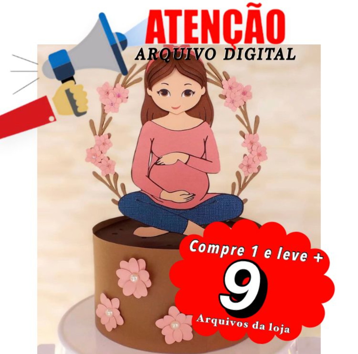 Arquivo de corte topo de bolo - MULHER GRÁVIDA (CAMADAS)
