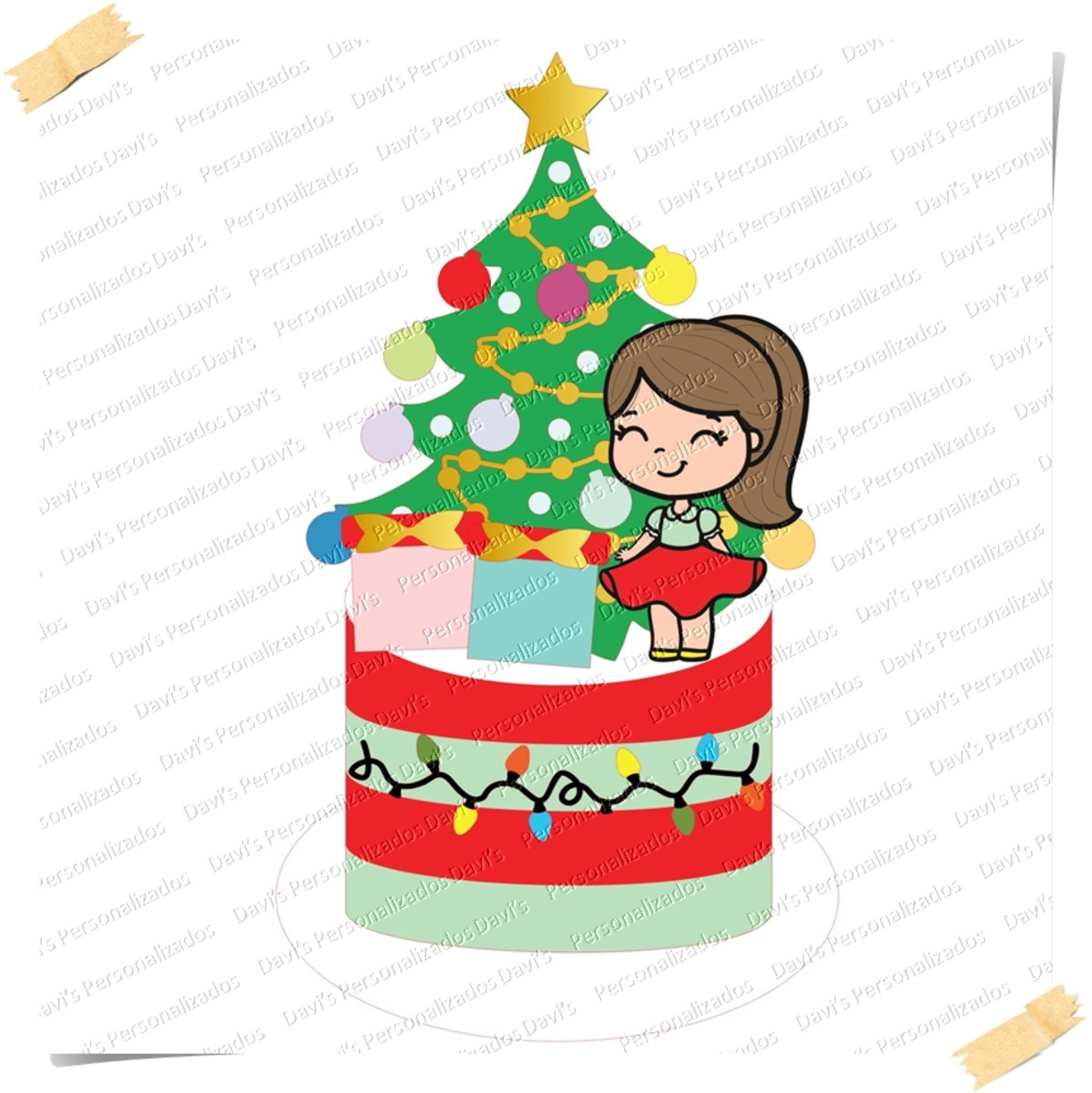 Arquivo de Corte Topo de Bolo Natal Menina #4