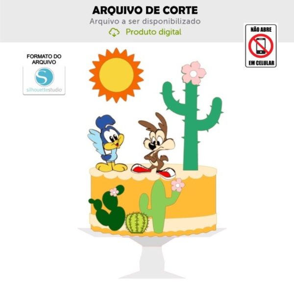 Arquivo de Corte Topo de Bolo Papaleguas e Coyote Baby