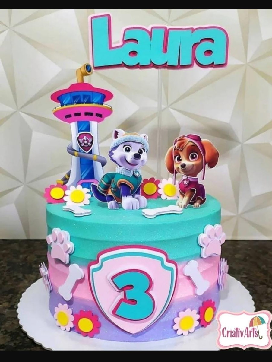 320 - Arquivo de Corte Topo de Bolo Patrulha Canina Menina 1