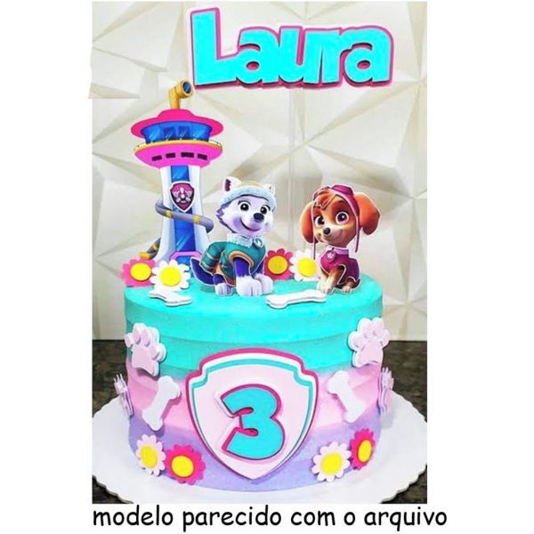 Arquivo de Corte Topo de Bolo Patrulha Canina Menina 5 +BRIN - Imagem 2