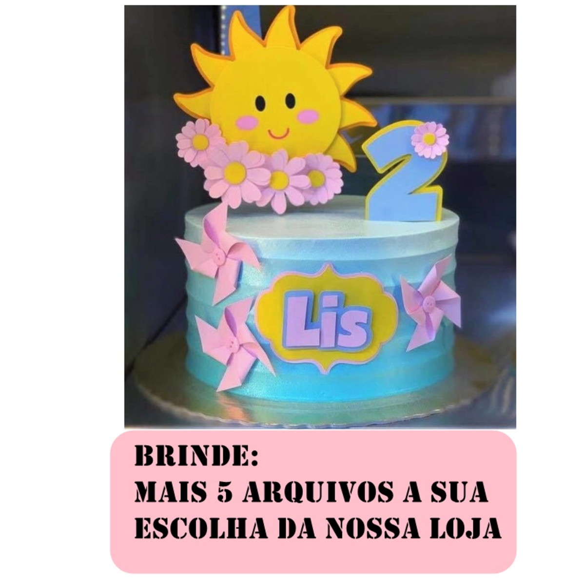 Arquivo de Corte Topo de Bolo Sol Cute - Imagem 2