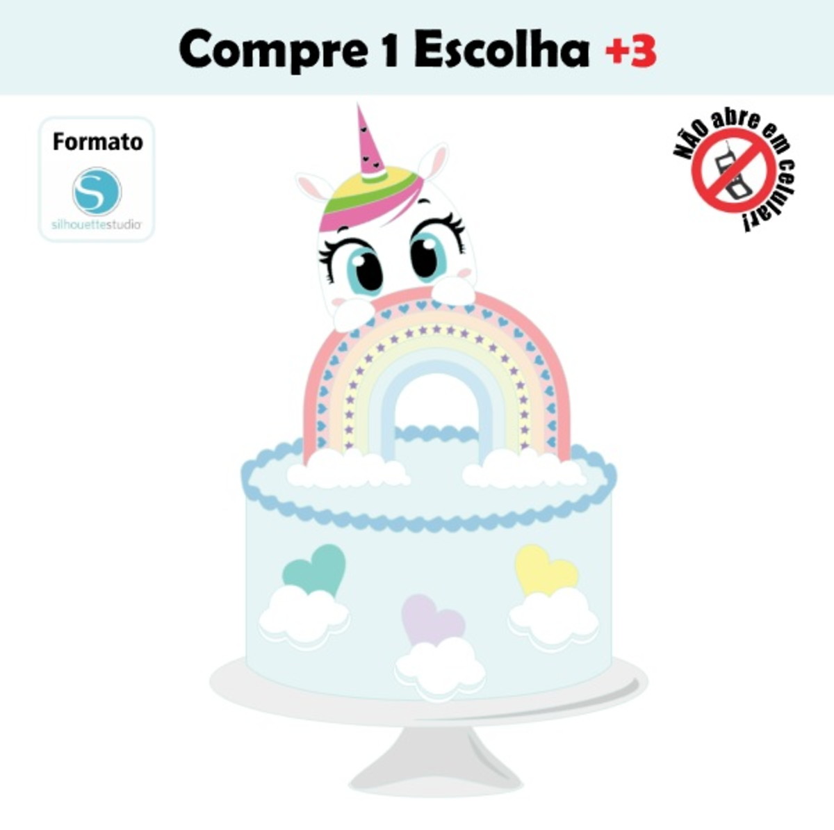 Arquivo de Corte Topo de Bolo Unicornio Cute