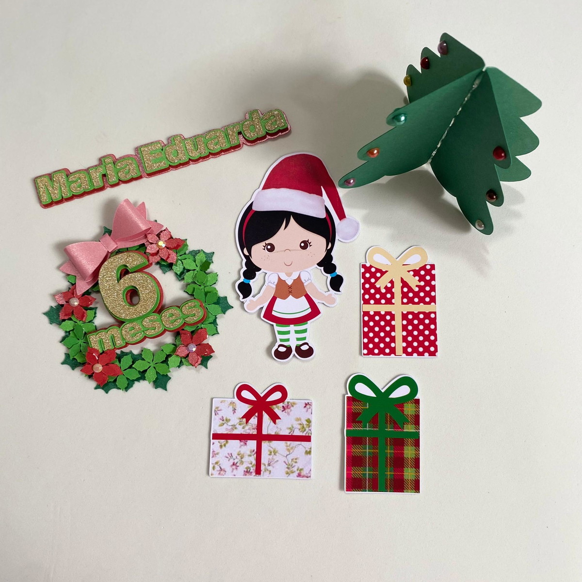 Arquivo Digital Topo de Bolo Natal Menina - Imagem 3