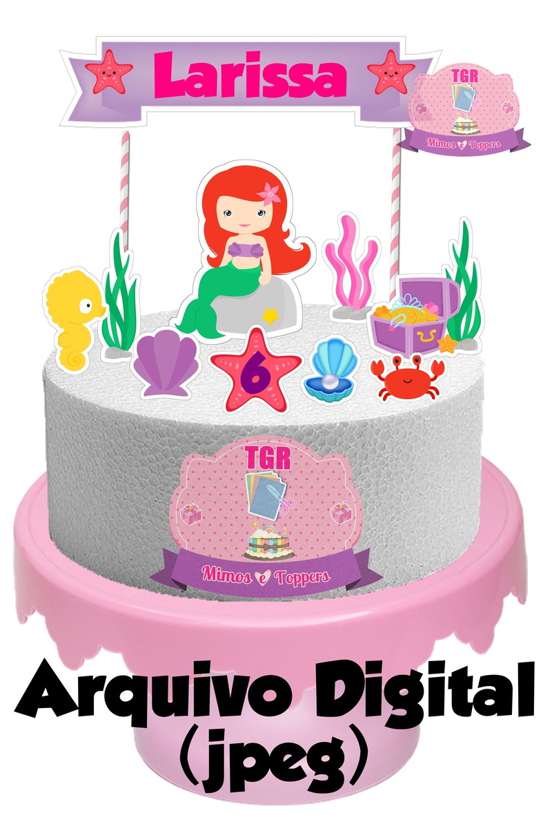 Arquivo Digital - Topo de bolo Sereia cute 2