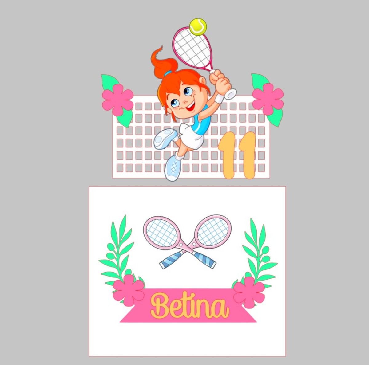 ARQUIVO DIGITAL- Topo de bolo Tenis menina
