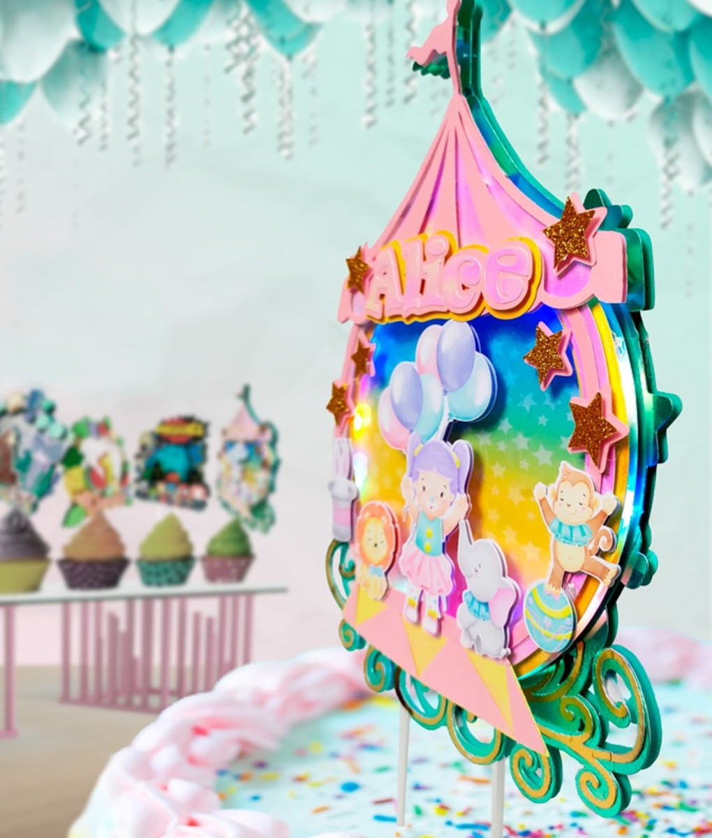 Arquivo em pdf Topo de Bolo Festa Circo Rosa Menina