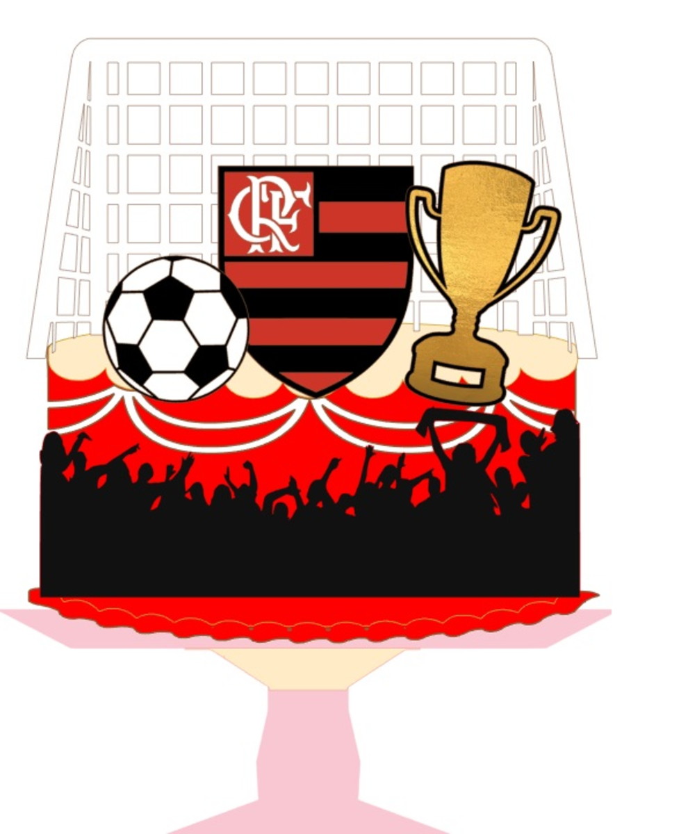 Arquivo Silhouette Topo de Bolo em Camadas Flamengo Futebol
