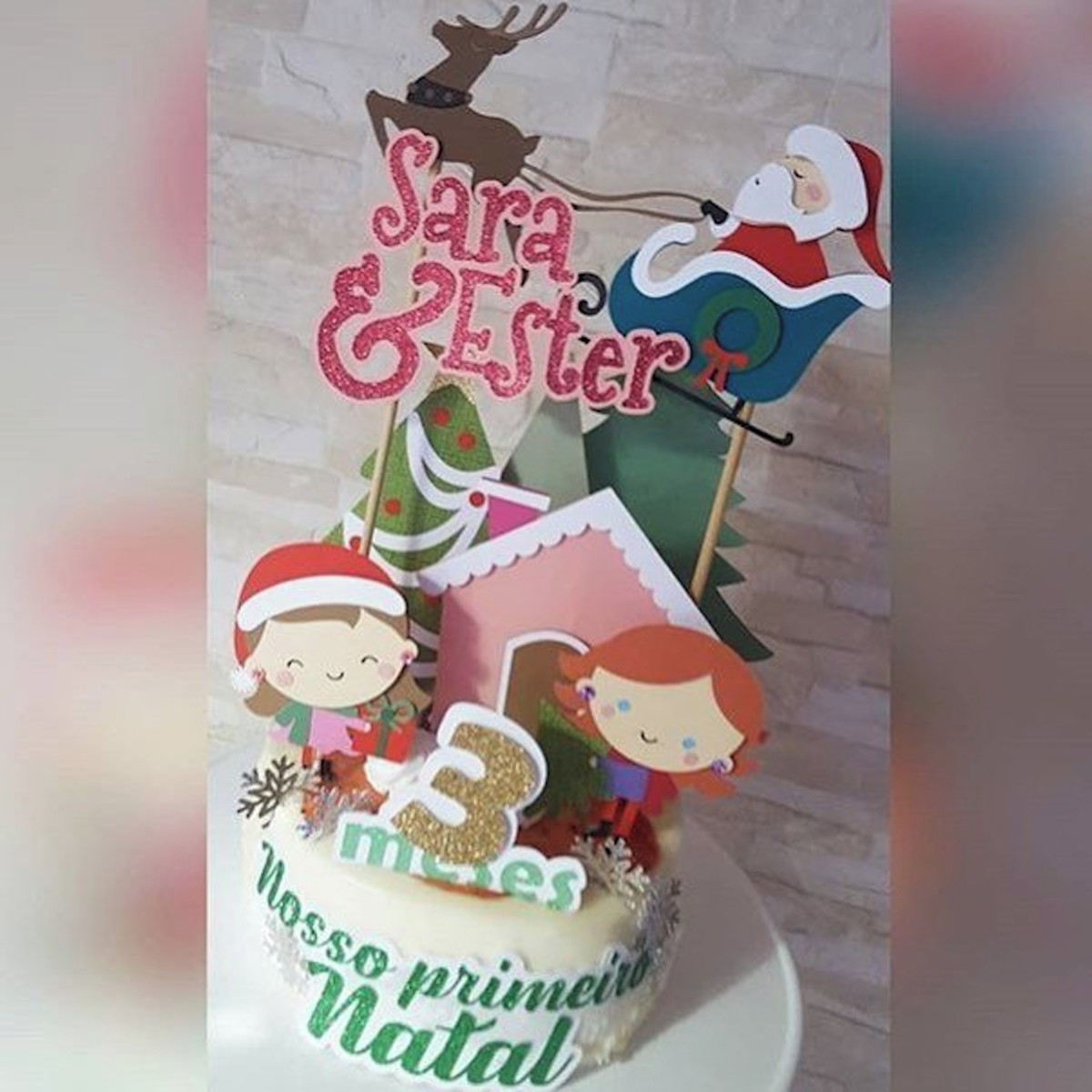 Arquivo Silhouette Topo de bolo Feliz Natal menina