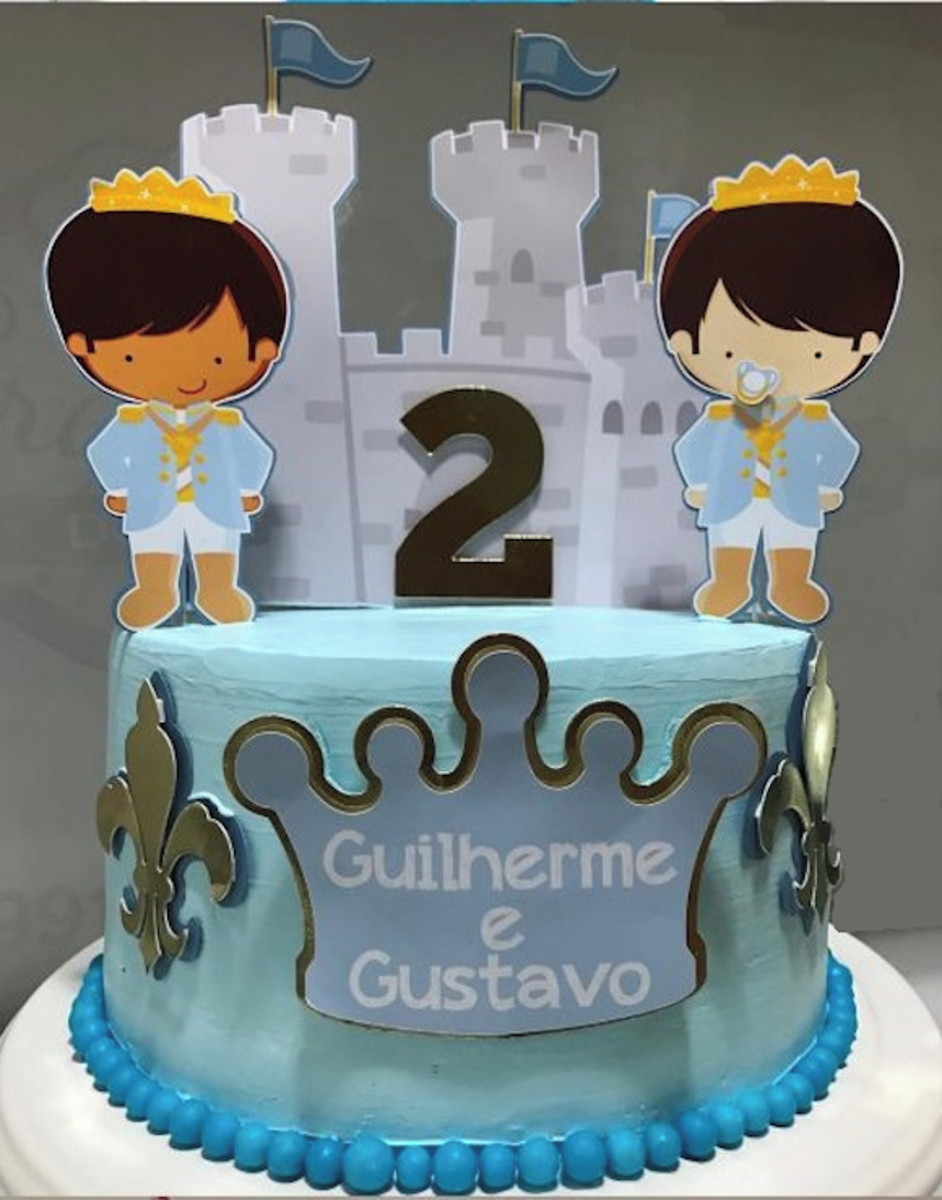 Arquivo Silhouette Topo de Bolo Gêmeos Príncipes Cute