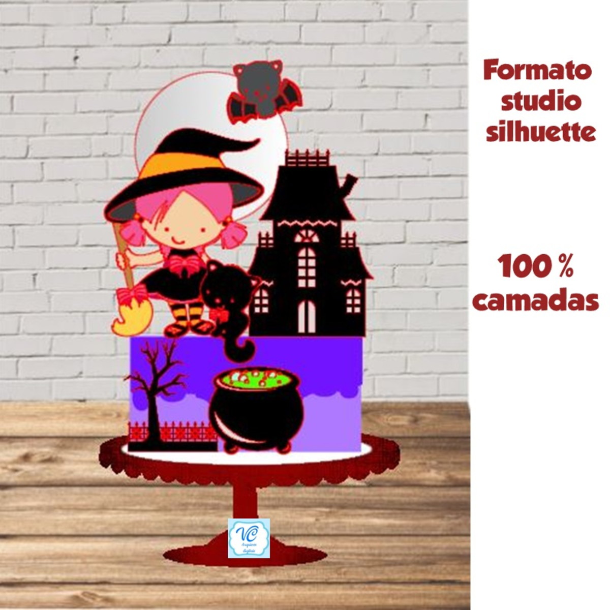 ARQUIVO TOPO DE BOLO HALLOWEEN Bruxinha 04 -COD: 32