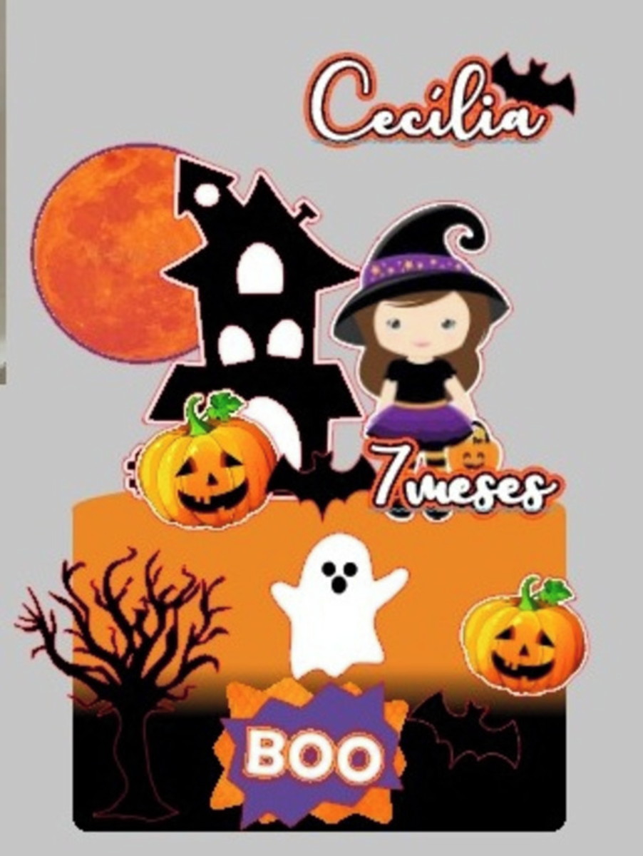 Arquivo Topo de Bolo Halloween Menina
