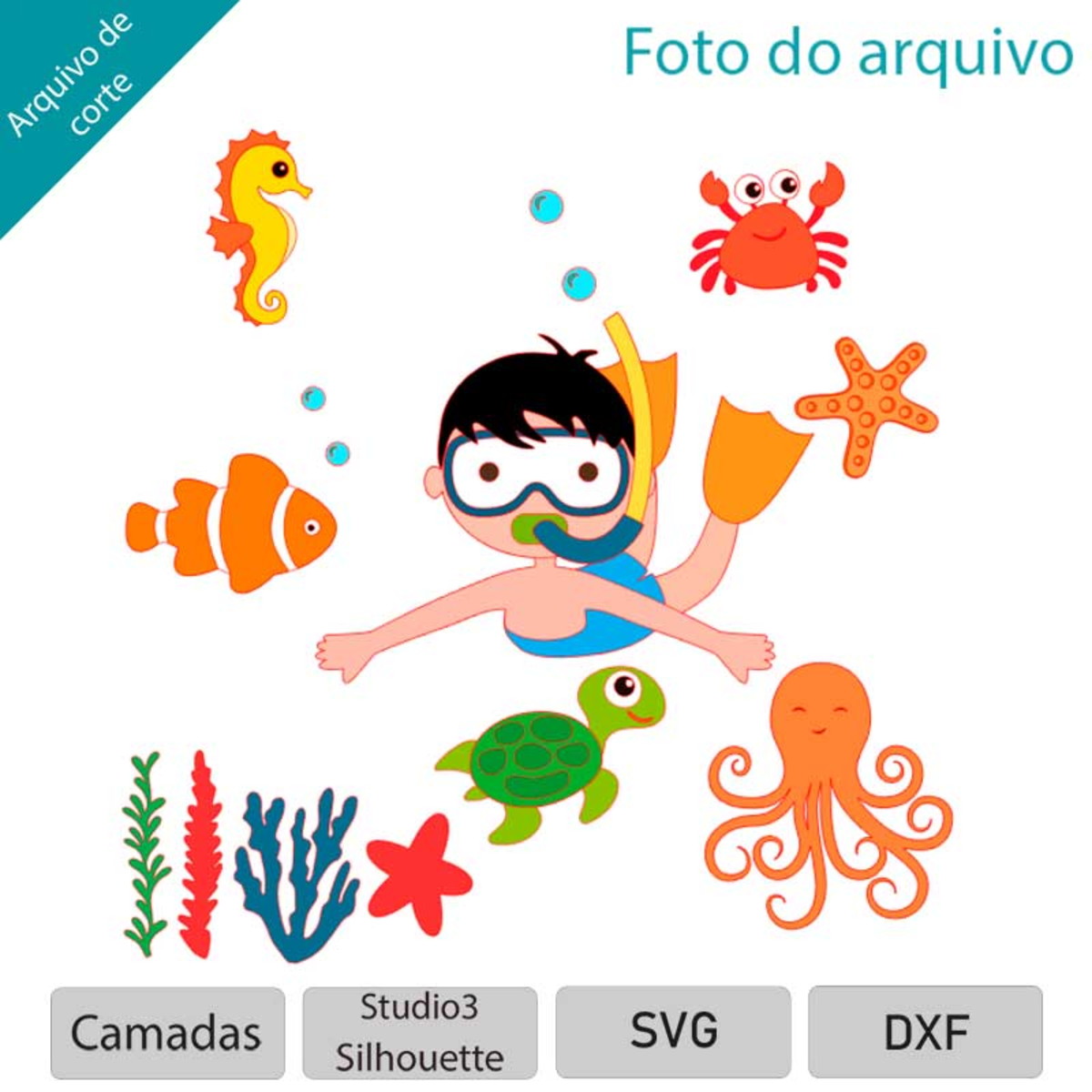 ARQUIVO Topo de bolo Menino Mergulhador + 1 tema da loja