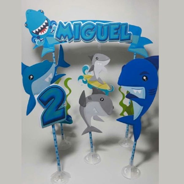 Arquivo topo de bolo Tubarão baby shark 2