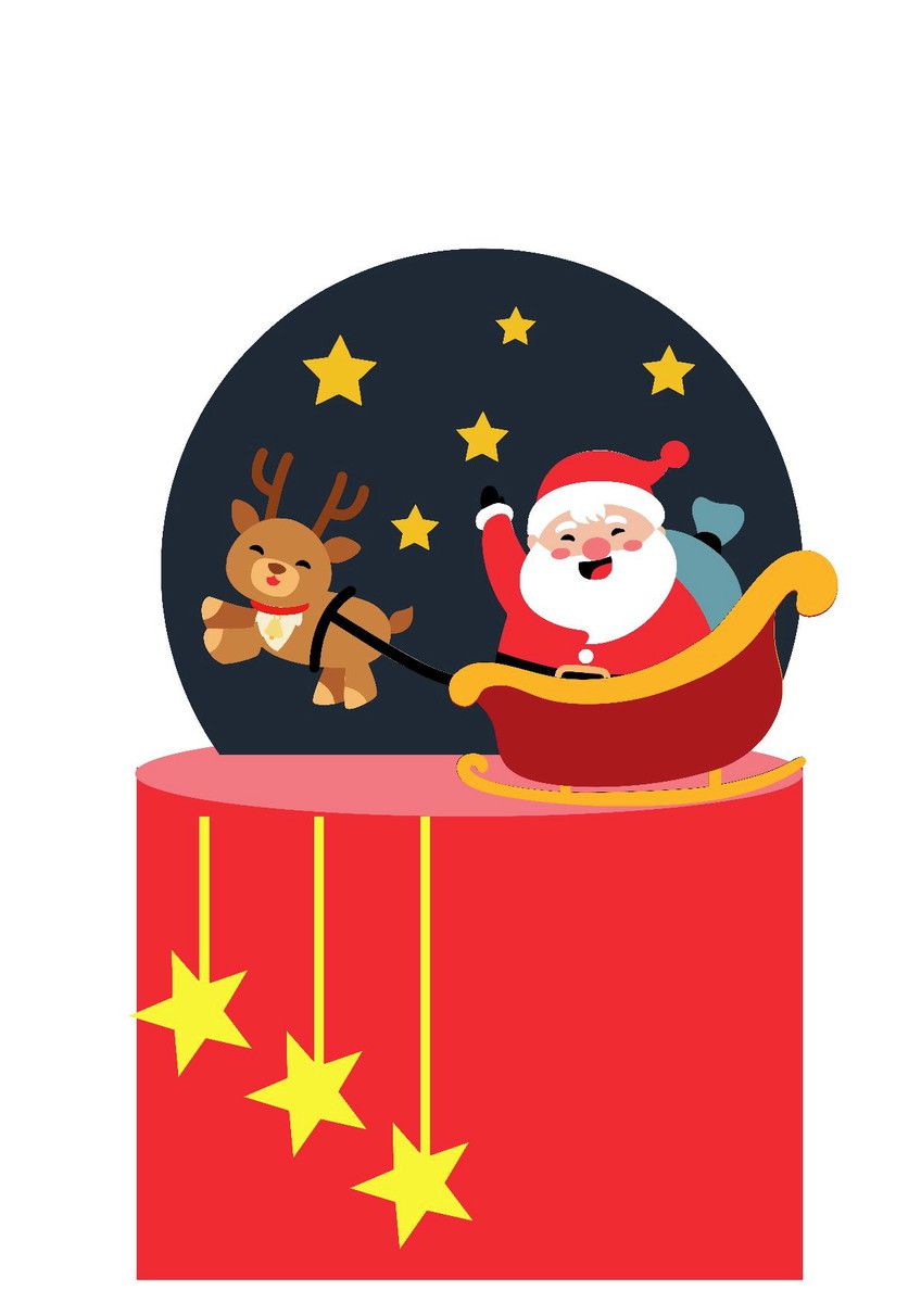 arquivo topo papai noel e rena cute em camadas