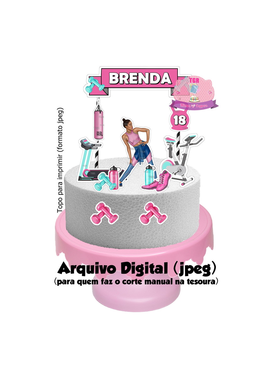 Arte Digital Topo de Bolo Academia feminino 4 p/ imprim jpeg
