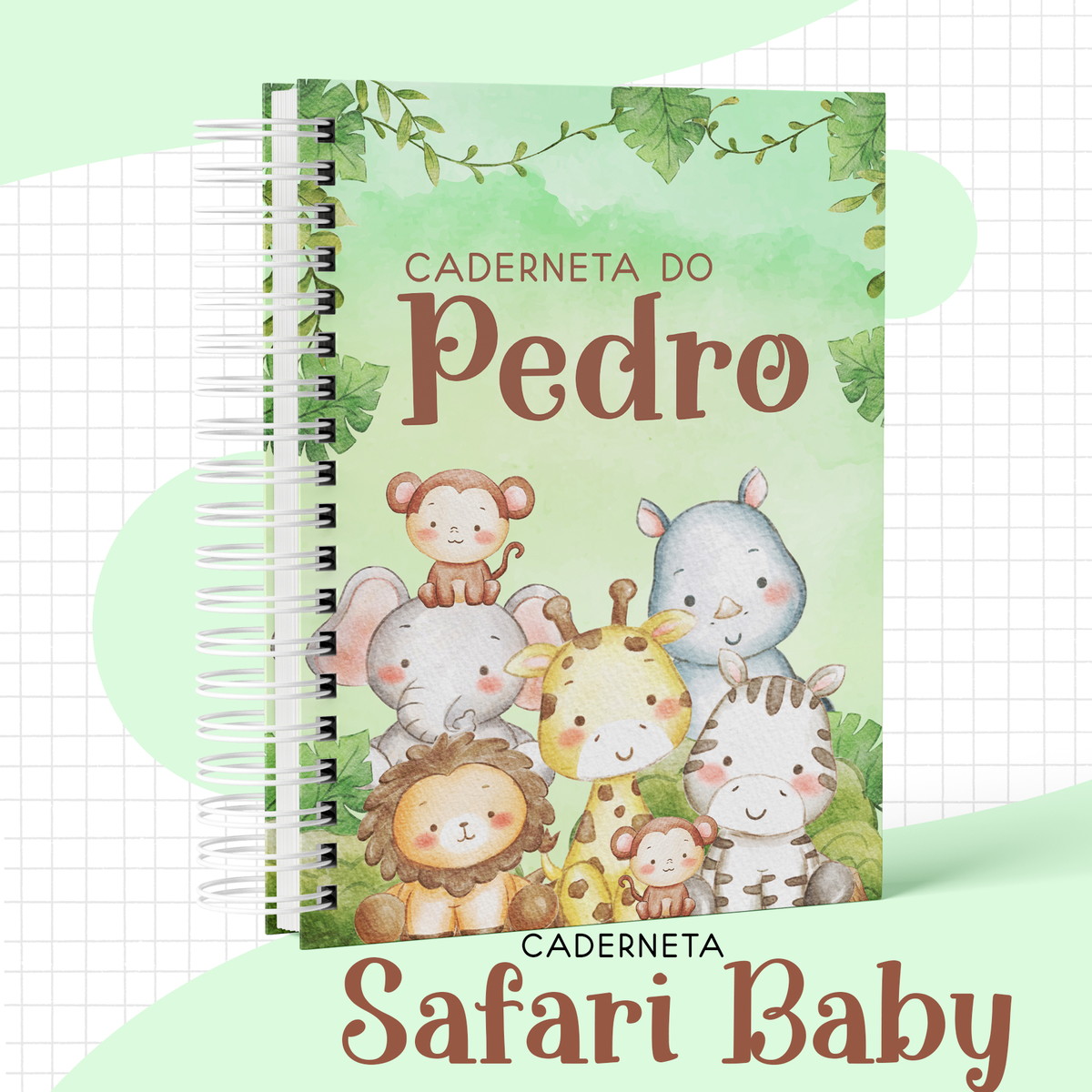 Kit c/ 5: Arquivo Livro e Caderneta do Bebê Safari Baby