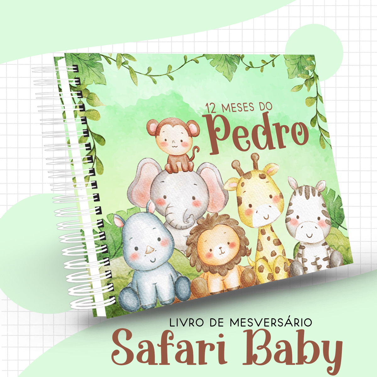 Kit c/ 5: Arquivo Livro e Caderneta do Bebê Safari Baby - Imagem 5