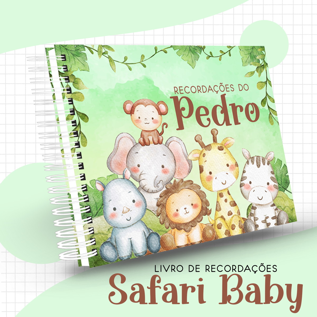 Kit c/ 5: Arquivo Livro e Caderneta do Bebê Safari Baby - Imagem 4