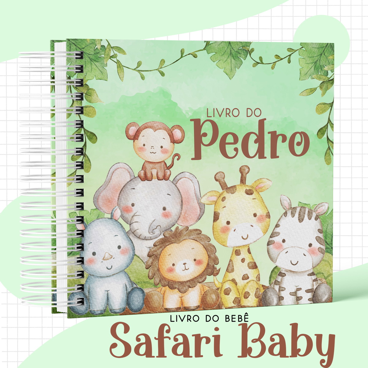 Kit c/ 5: Arquivo Livro e Caderneta do Bebê Safari Baby - Imagem 2