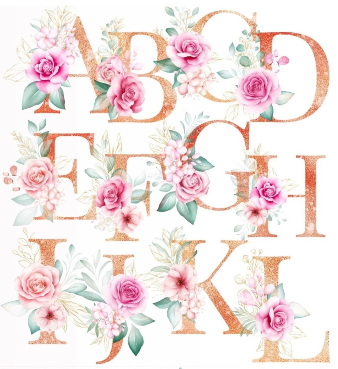 Kit Digital Alfabeto Floral #325#