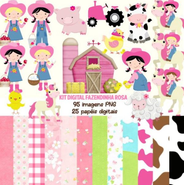 Kit Digital Fazendinha Rosa #70#