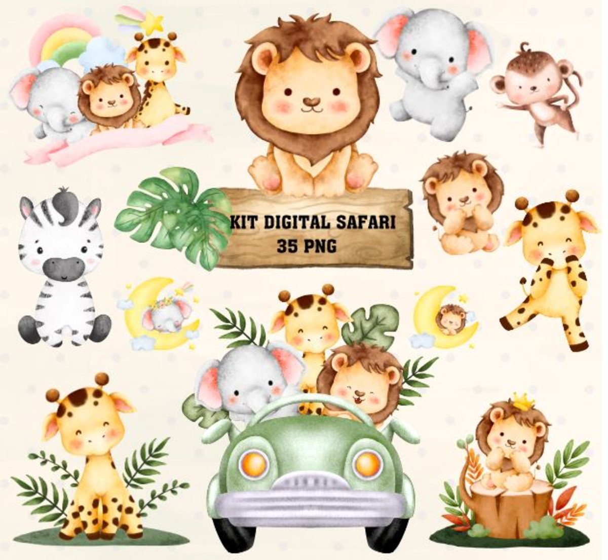 Kit Digital Safari Aquarela 1576