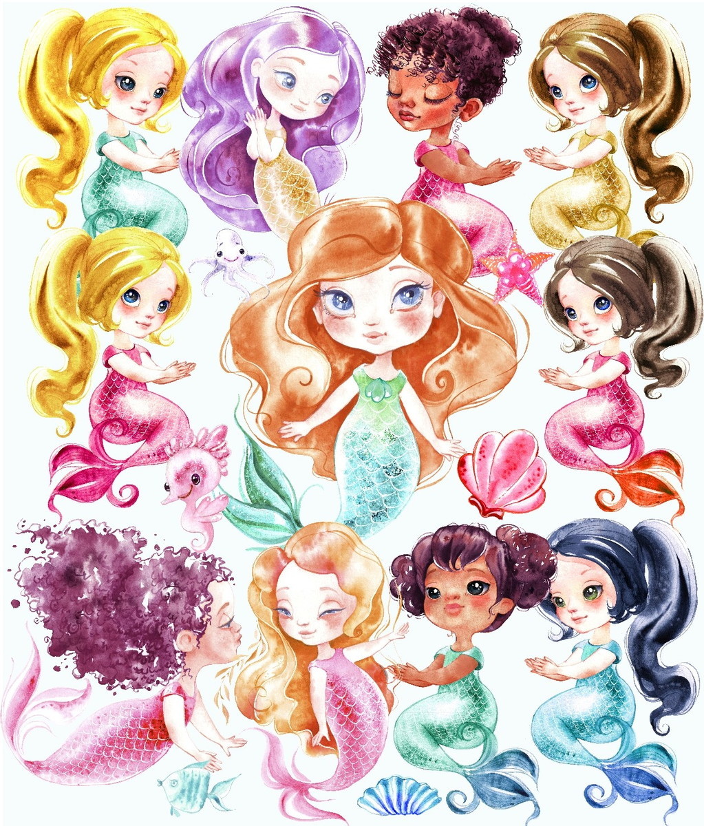 Kit Digital Sereias Aquarela 875772