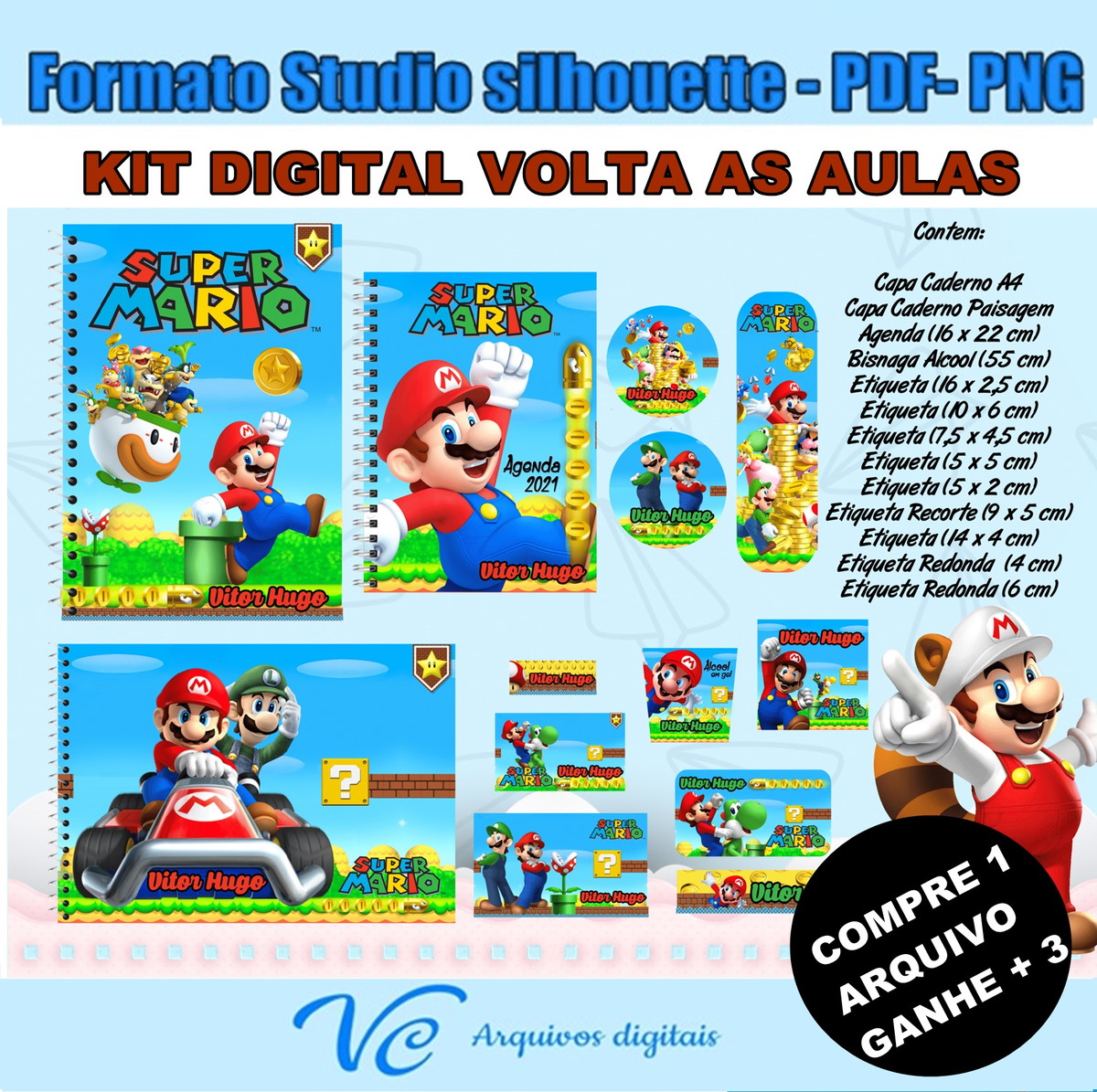 M618- Arquivo de corte Volta ás Aulas Super Mario Bros