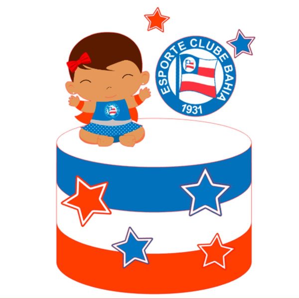 ARQUIVO Topo de bolo mesversário bebê Bahia Futebol + 1TEMA - Imagem 2
