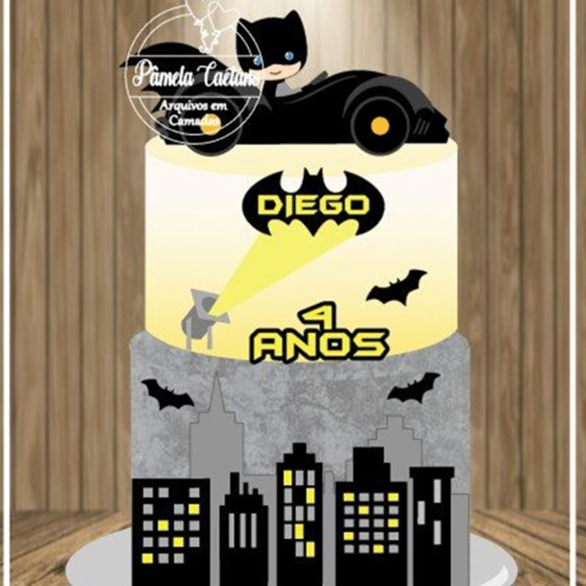 Topo de Bolo Batman CAMADAS 1 - Arquivo de corte