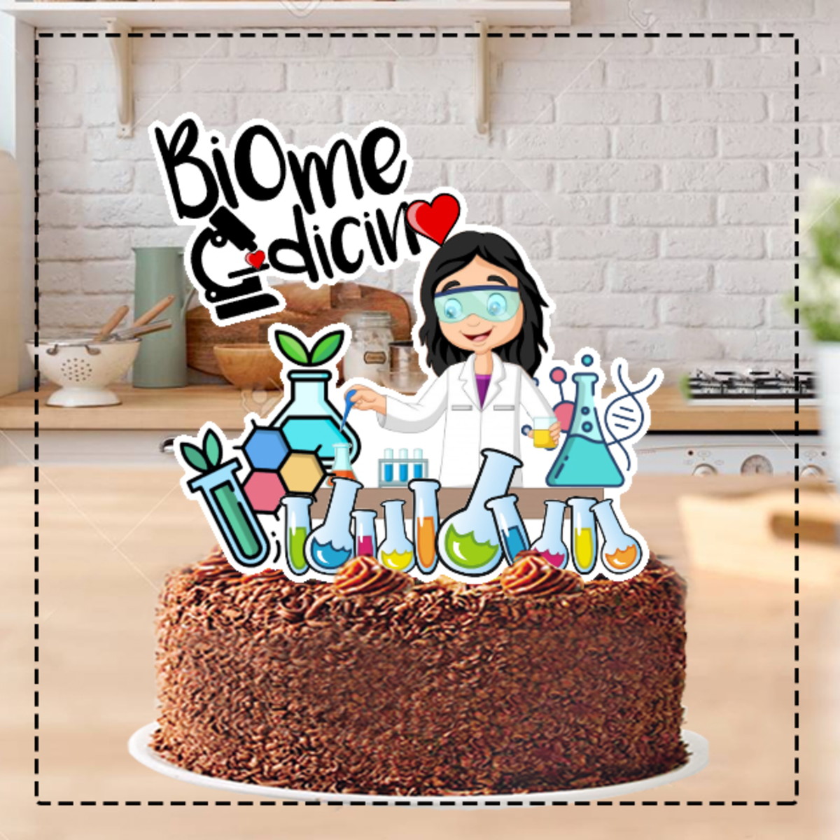 Topo de Bolo Biomedicina Mulher 5126 - Arquivo Digital