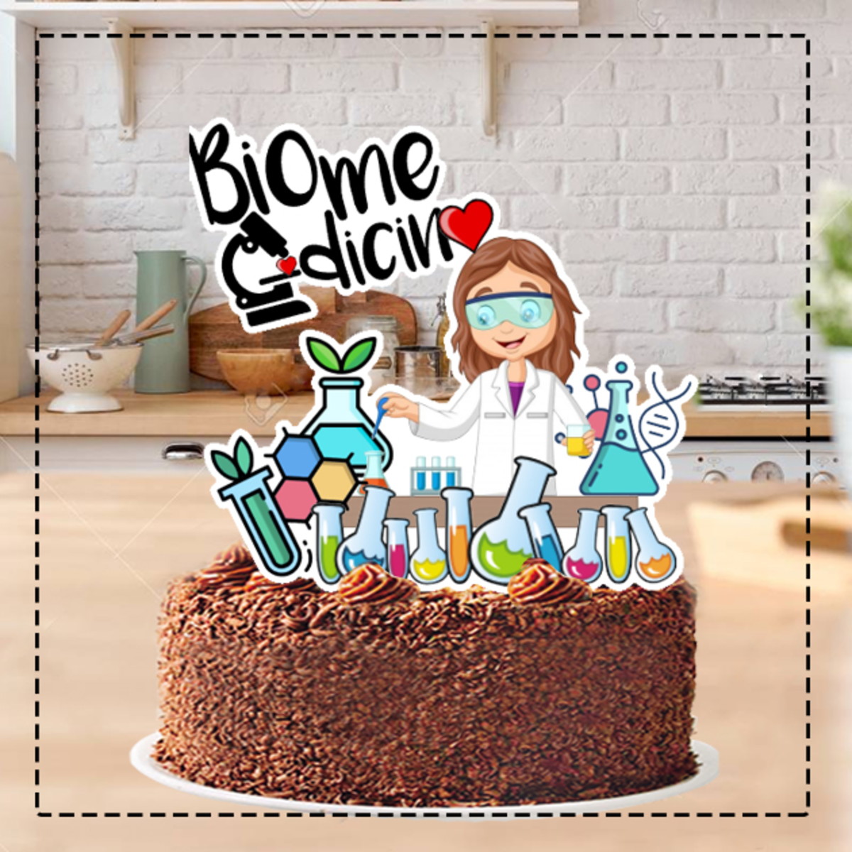 Topo de Bolo Biomedicina Mulher 5127 - Arquivo Digital