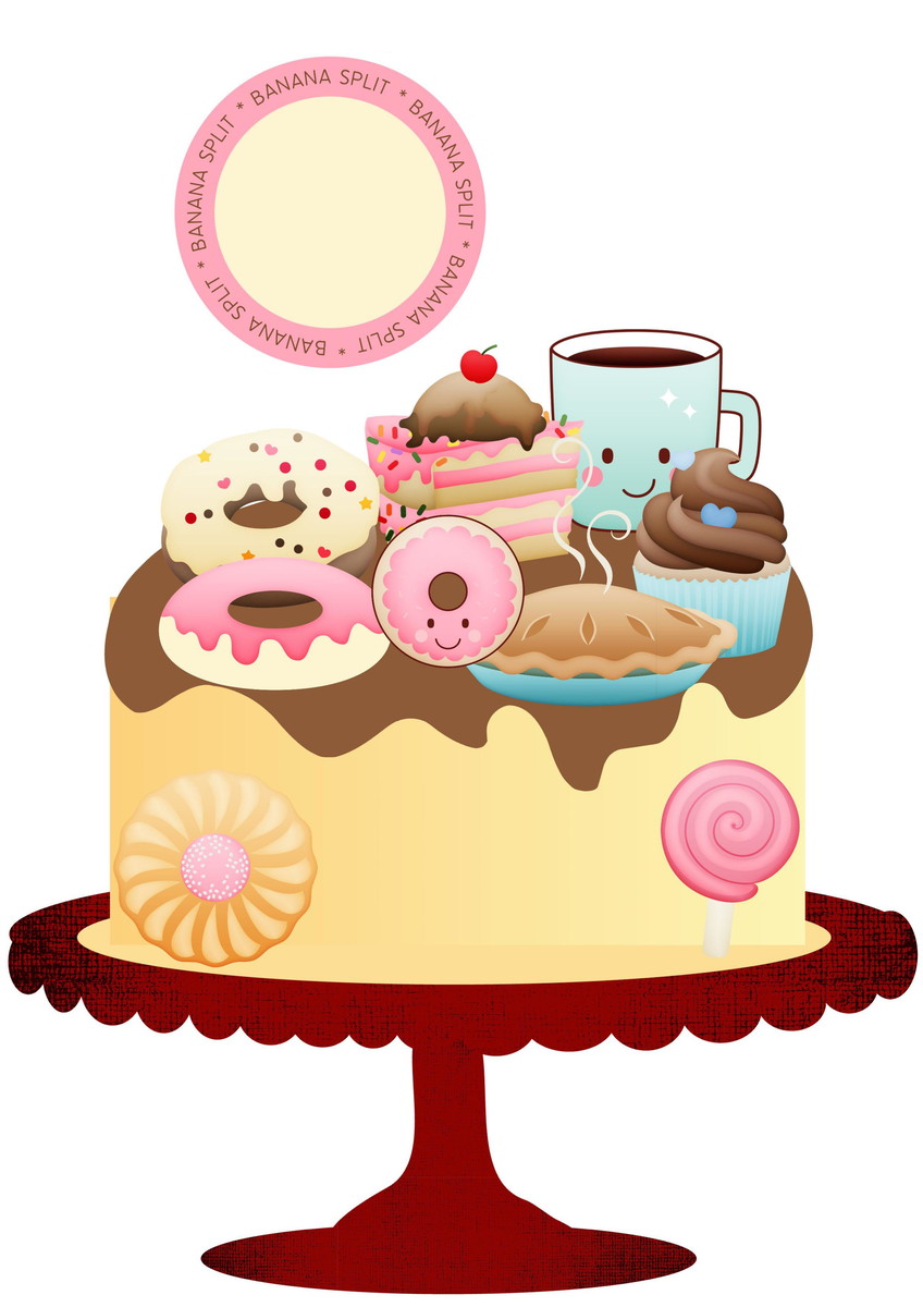 Topo de Bolo Confeitaria Cute em camadas - Arquivo digital