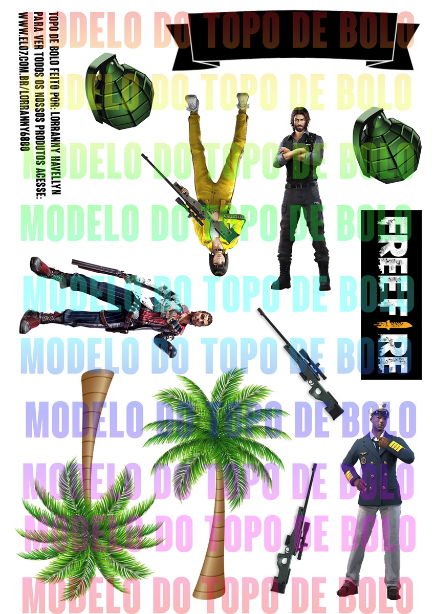 Arquivo de Corte Topo de Bolo Free Fire #1 Pdf/jpg - Imagem 2