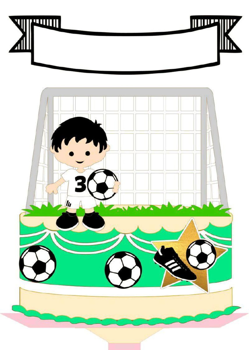 Topo de Bolo Futebol + 4 Arquivos a Sua Escolha