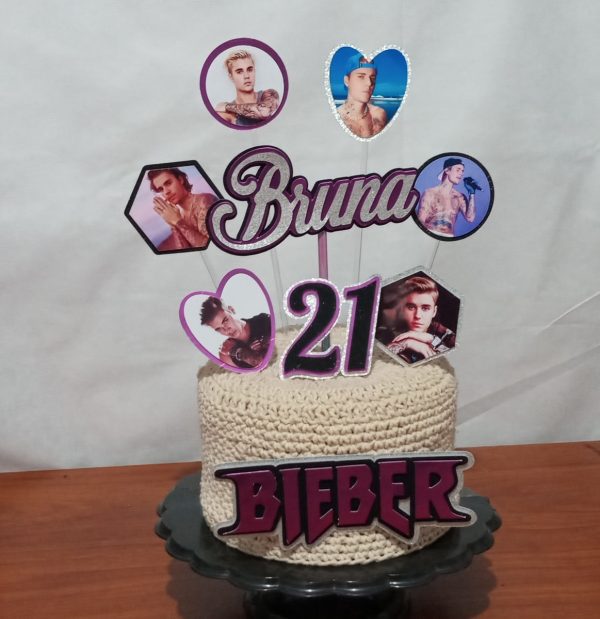 Topo de Bolo Justin Bieber Personalizado