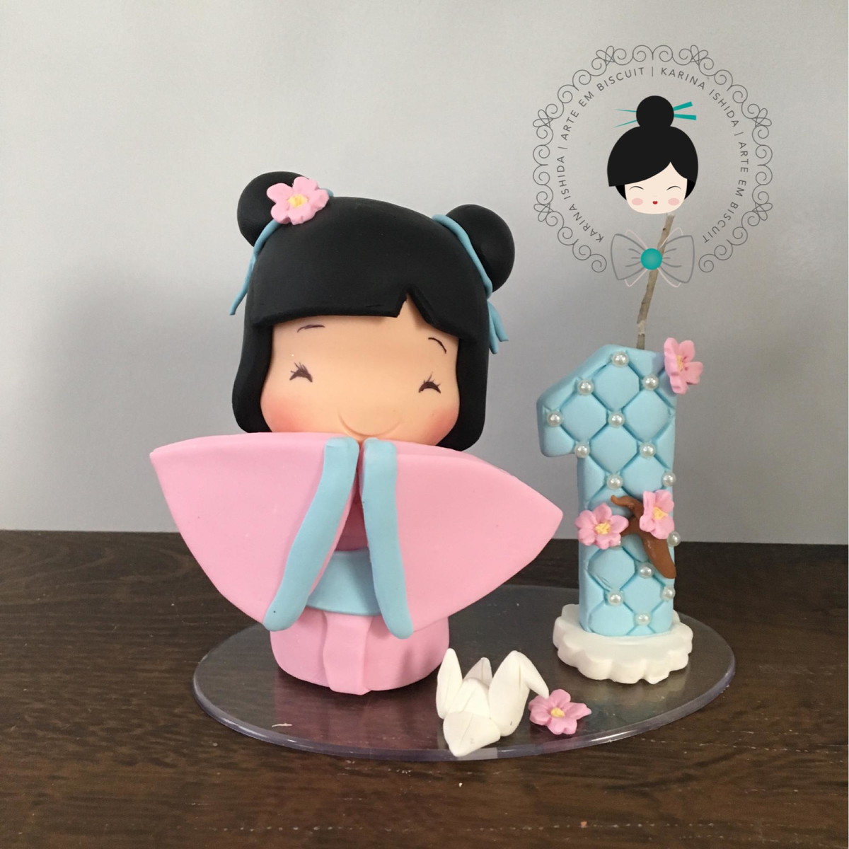Topo de Bolo- Kokeshi com Vela