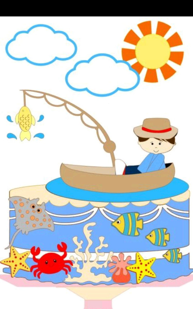 Topo de Bolo Menino Pescador 2+4 ARQUIVOS A SUA ESCOLHA
